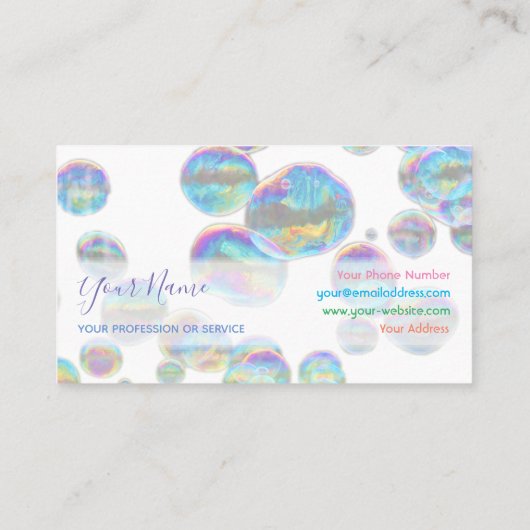 Colorful bubbles verjaardagsplanner en feestje visitekaartje (Achterkant)