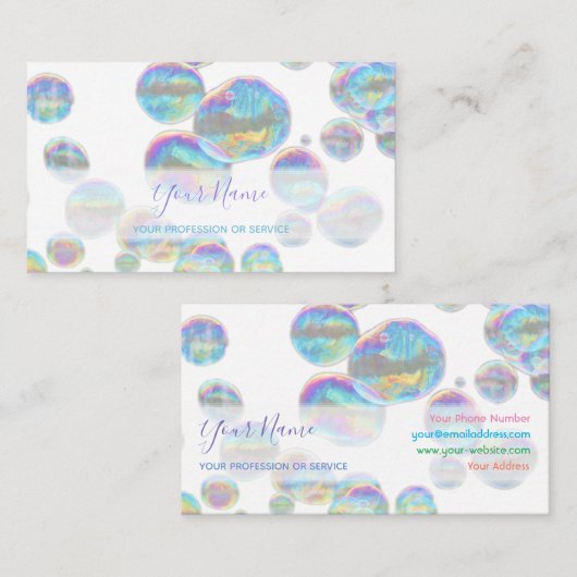 Colorful bubbles verjaardagsplanner en feestje visitekaartje (Voorkant / Achterkant)