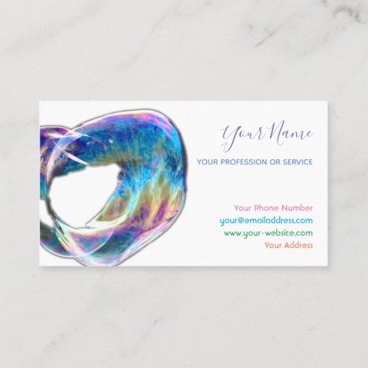 Colorful bubbles verjaardagsplanner en partijbus visitekaartje (Achterkant)