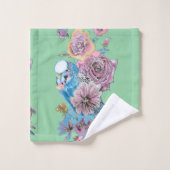 Colorful Budgie Budgerigar Roos GreenTowel Set Bad Handdoek (Wasdoekje)