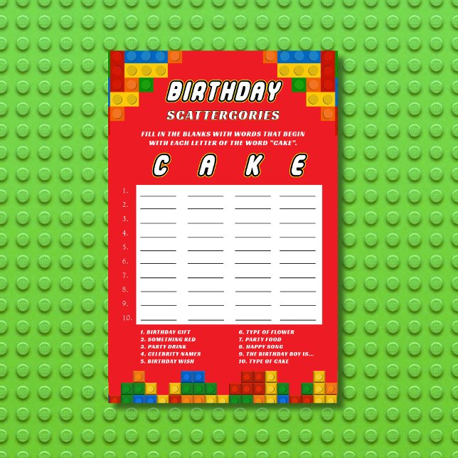 Colorful Builder Birthday Scattergories Game (Creator heeft geüpload)