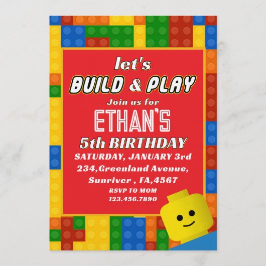 Colorful Builder-Themed Birthday Creative Kids Kaart (Voorkant)
