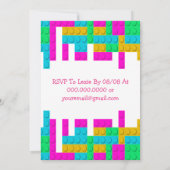 Colorful Building Block Girl Birthday Party Invite (Achterkant)
