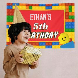 Colorful Building Blocks Birthday Backdrop Banner