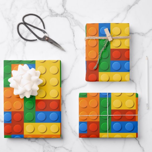 Colorful Building Blocks Birthday Inpakpapier Vel (Voorkant)