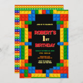 Colorful Building Blocks Birthday Kaart (Voorkant / Achterkant)