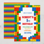 Colorful Building Blocks Birthday Kaart (Voorkant / Achterkant)