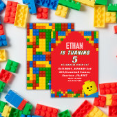 Colorful Building Blocks Birthday Kids Party Kaart