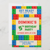 Colorful building blocks kids birthday party kaart (Voorkant)
