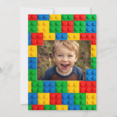 Colorful building blocks kids birthday party kaart (Achterkant)