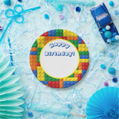 Colorful Building Bricks Blokken Birthday Party Papieren Bordje (Feest)