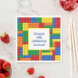 Colorful Building Bricks Blokken Birthday Party Servet