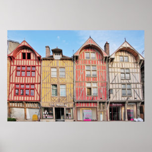 Colorful Buildings in Troyes France Poster