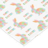 Colorful Bunnies Pattern With Happy Easter Text Tafelkleed (Gekanteld)