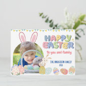 Colorful Bunny Easter Egg-fotokaart Bedankkaart (Staand voorkant)