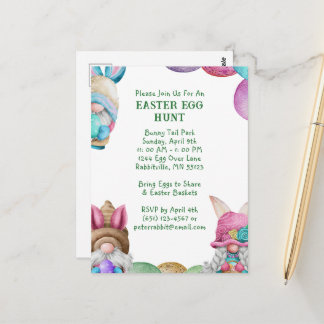 Colorful Bunny Gnomes Easter Egg Hunt Briefkaart