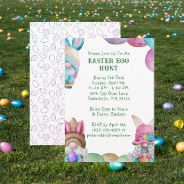 Colorful Bunny Gnomes Easter Egg Hunt Kaart