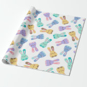 Colorful Bunny Pattern Cadeaupapier (Uitgerold)