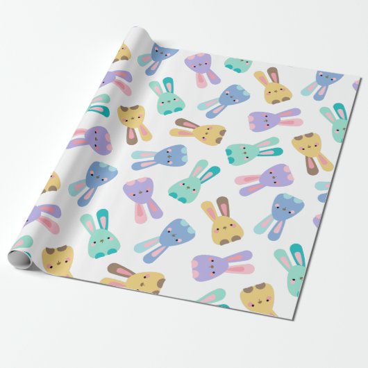 Colorful Bunny Pattern Cadeaupapier (Uitgerold)