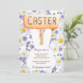 Colorful Bunny Rabbit Easter Hunt Brunch Invi Kaart (Staand voorkant)