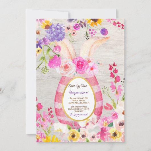 Colorful Bunny Rabbit Easter Hunt Brunch Kaart (Voorkant)