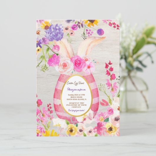 Colorful Bunny Rabbit Easter Hunt Brunch Kaart (Staand voorkant)