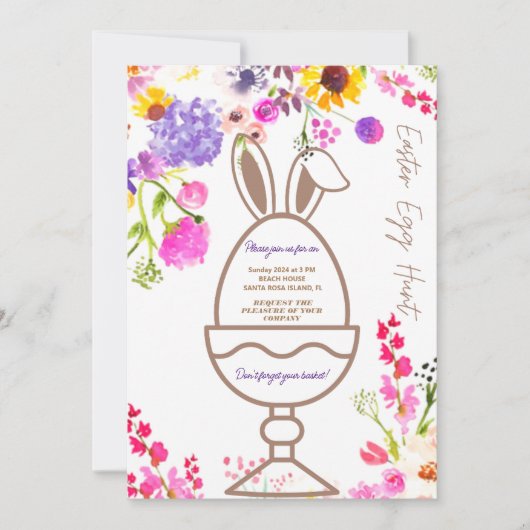 Colorful Bunny Rabbit Easter Hunt Brunch Kaart (Voorkant)