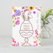 Colorful Bunny Rabbit Easter Hunt Brunch Kaart (Staand voorkant)