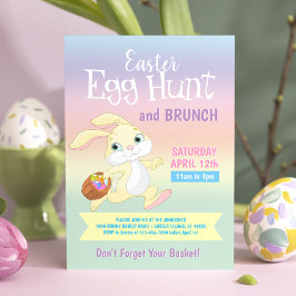 Colorful Bunny Rabbit Easter Hunt Brunch Kaart