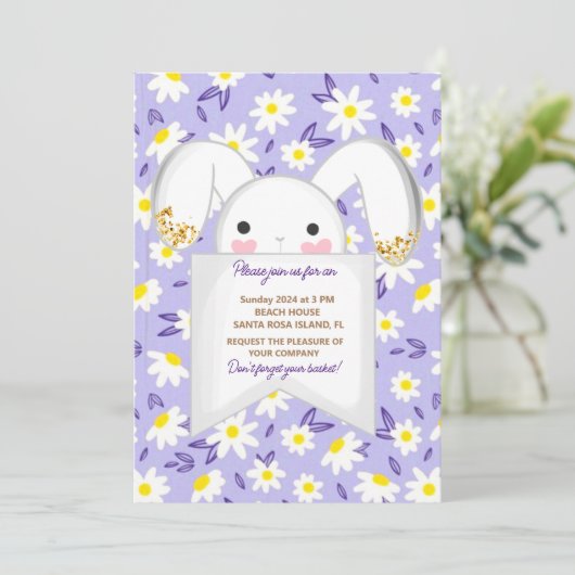 Colorful Bunny Rabbit Easter Hunt Brunch Kaart (Staand voorkant)