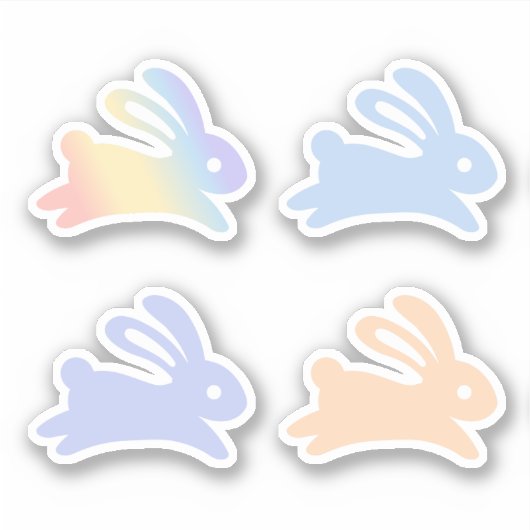 Colorful Bunny Rabbit Set van 4 Sticker (Voorkant)