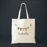Colorful Bunting Banner Canvas tas<br><div class="desc">Pas deze canvas tas aan met de naam van uw kind.</div>