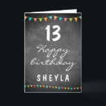 Colorful Bunting Flags Chalkboard Kids Birthday Kaart<br><div class="desc">Fun Colorful Bunting Flags Chalkboard doodt Birthday Party Card. Het ontwerp heeft een verjaardagsfeest met rode,  blauwe,  oranje en groene vlaggen. Voeg jouw naam,  leeftijd en tekst toe of wissel het af. Geweldig voor kinderen en tieners,  jongen of meisje.</div>
