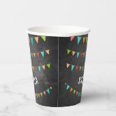 Colorful Bunting Flags Chalkboard Kids Birthday Papieren Bekers (Rechts)