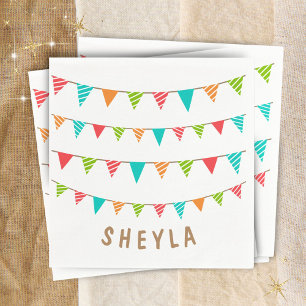 Colorful Bunting Flags Name Kids Birthday Party Servet