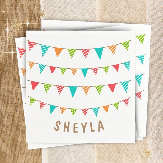 Colorful Bunting Flags Name Kids Birthday Party Servet