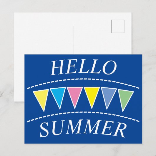 Colorful Bunting Hallo Sumer Briefkaart (Voorkant / Achterkant)