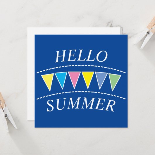 Colorful Bunting Hallo Sumer Briefkaart (Voorkant / Achterkant in situ)