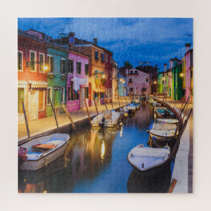 Colorful Burano Houses at Night Venice Italy Legpuzzel