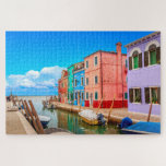 Colorful Burano Houses with Boats Venice Italy Legpuzzel<br><div class="desc">Deze verbluffende puzzel in de puzzel is voorzien van traditionele kleurrijke vishuizen op het eiland Burano in Venetië,  Italië #burano #venice #italiy #eiland #adventure #europe #european #mediterMediterranean #reis #landscape #schilderachtig #vacation #outdoorshuis #jigzaag #puzzle #jigsawpuzzle #gifts #plezier #stocffers #games</div>