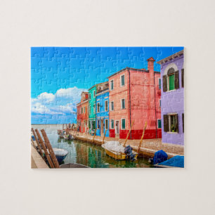 Colorful Burano Houses with Boats Venice Italy Legpuzzel