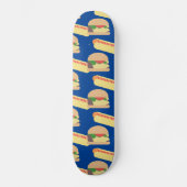 Colorful Burger Hotdog Pattern Name Skateboard (Voorkant)