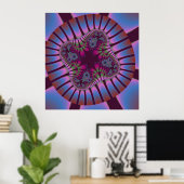 Colorful Burgundy en Light Blue Fractal Poster (Thuiskantoor)