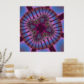Colorful Burgundy en Light Blue Fractal Poster (Keuken)