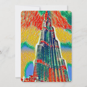 Colorful Burj Khalifa kleurrijk schilderij Kaart