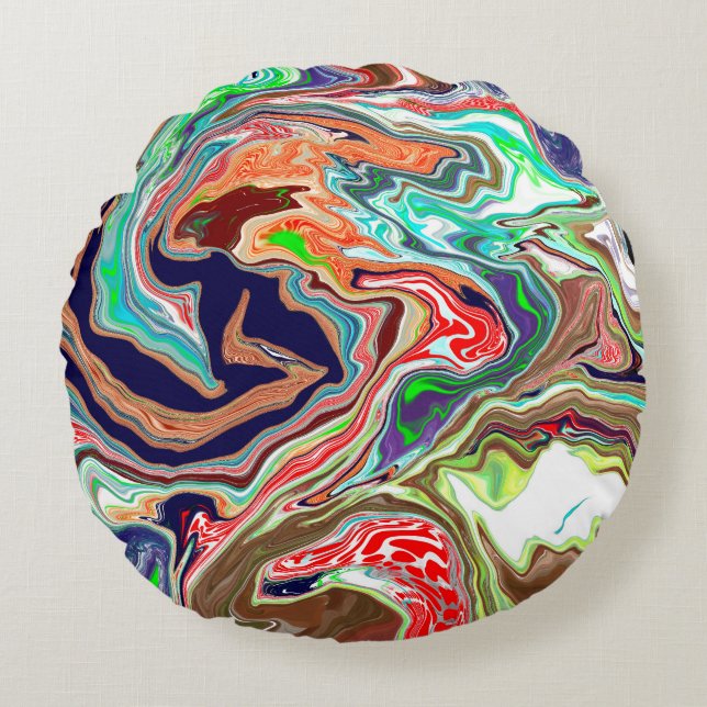 Colorful Burst of Marble Fluid Art Rond Kussen (Voorkant)