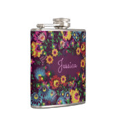 Colorful Busy Floral Pattern Purple Personalised Heupfles (Rechts)