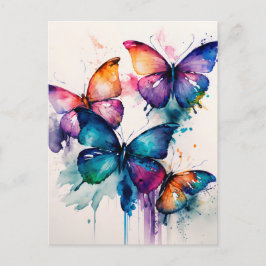Colorful Butterflies Abstracte Waterverf Briefkaart