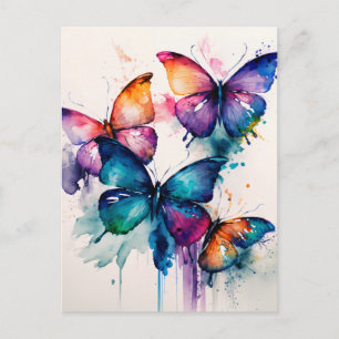 Colorful Butterflies Abstracte Waterverf Briefkaart