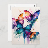 Colorful Butterflies Abstracte Waterverf Briefkaart (Voorkant / Achterkant)